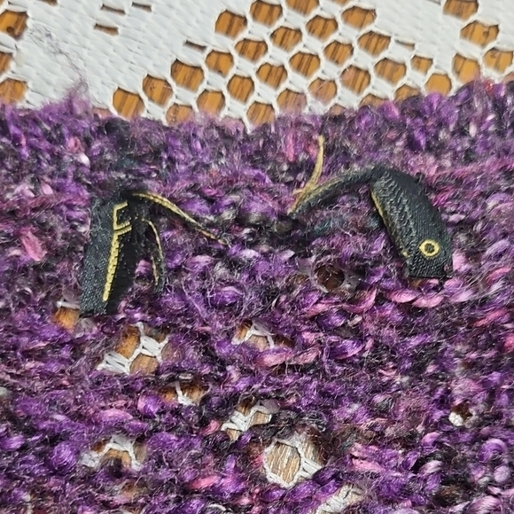 Purple Open Knit Women's Sweater - Picture 6 of 8